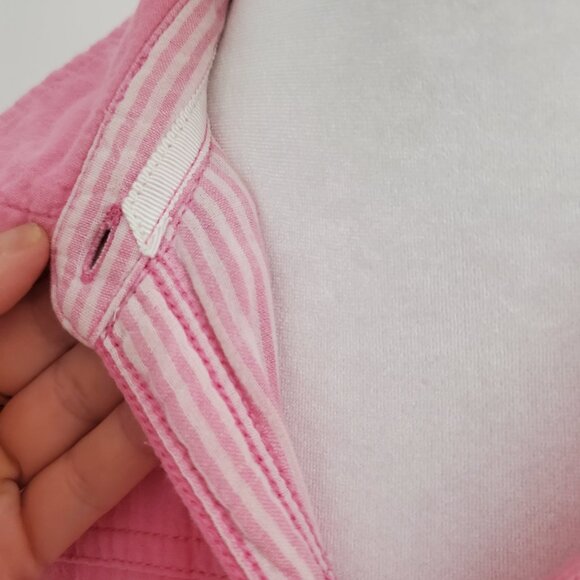 ABERCROMBIE & FITCH Women's Candy Pink Button Down Logo Shirt Striped Lining MED - Picture 7 of 10